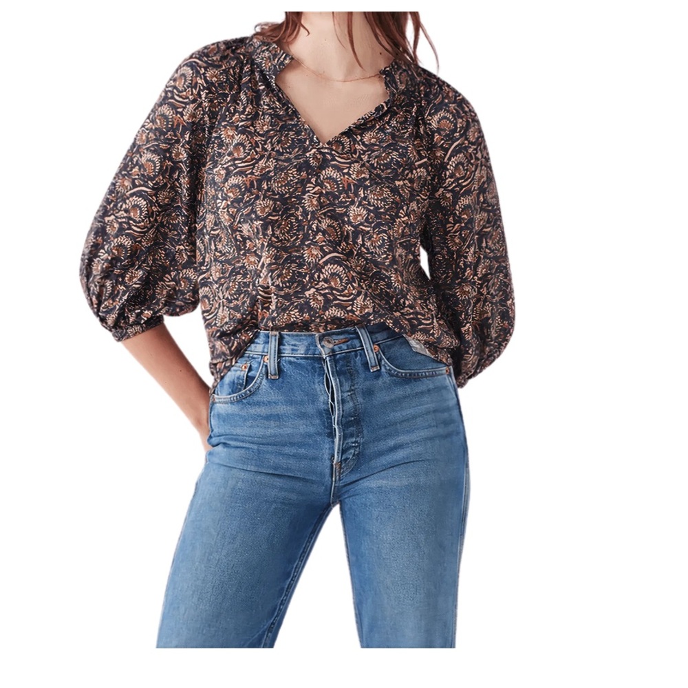 Faherty Portia Block Print Top